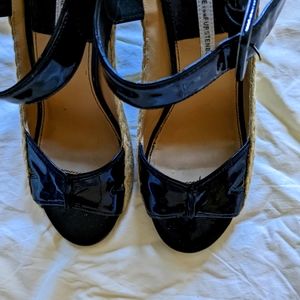 DVF Black Wedge Sandals